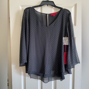 Black Jennifer Lopez top with Gold Polka Dots Size Large